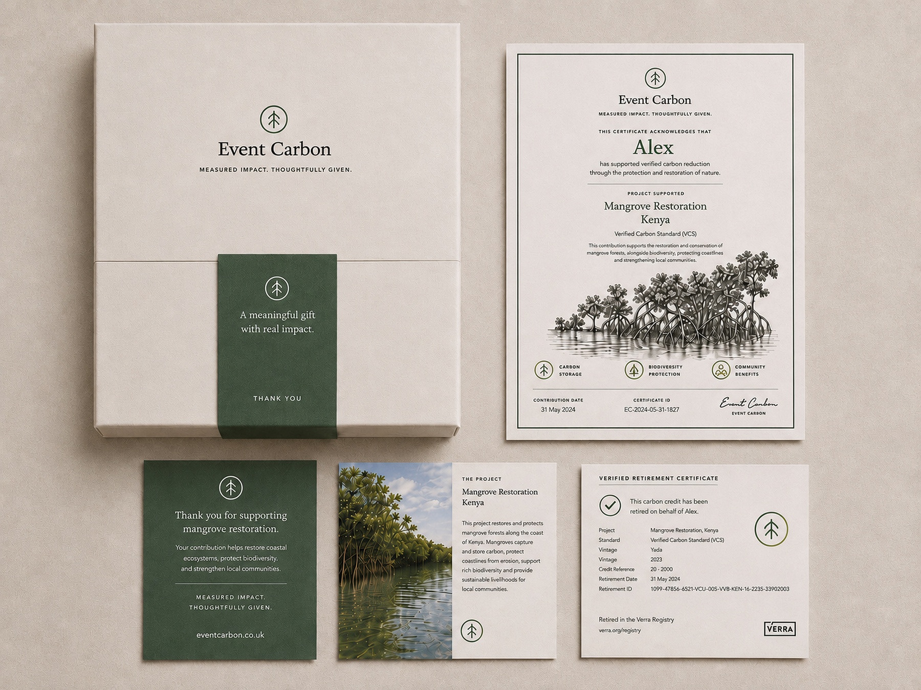 Carbon gift and contribution certificate pack